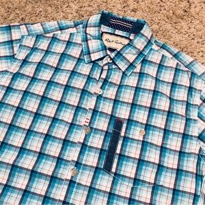 Robert Graham Shirt Men's M Blue Plaid Short Sleeve